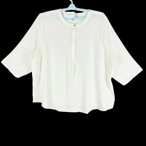 Liz Claiborne Women's Pullover 3/4 Sleeve Cream Blouse Plus‎ Size 3X NWT
